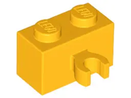 Bright Light Orange Brick, Modified 1 x 2 with Open O Clip Thick (Vertical Grip)