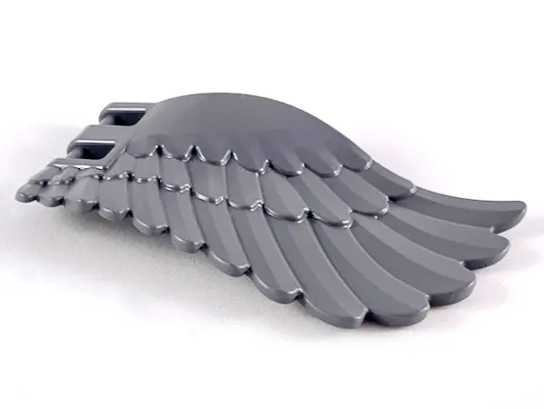 Dark Bluish Gray Wing 4 x 7 Right with Feathers and Bar Handles