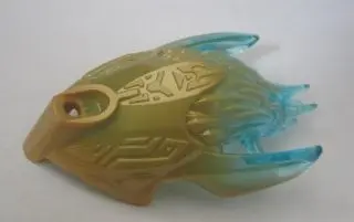 Pearl Gold Bionicle Creature Head / Mask with Marbled Trans-Light Blue Pattern