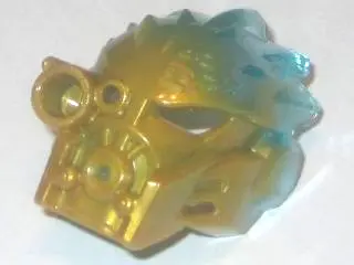 Pearl Gold Bionicle Mask of Ice (Unity) with Marbled Trans-Light Blue Pattern