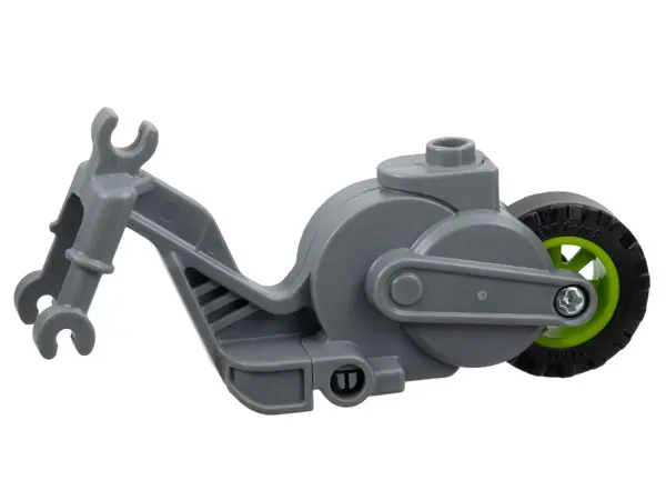 Dark Bluish Gray Flywheel Stuntz Riding Cycle with Lime Rear Wheel and Black Tire