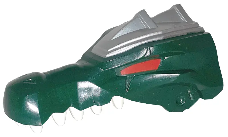 Dark Green Large Figure Head Modified Chima Crocodile Jaw Upper with Teeth and Silver Armor Pattern