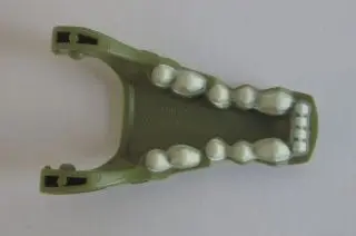 Olive Green Large Figure Head Modified Chima Crocodile Jaw Lower with Teeth Pattern