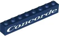 Dark Blue Brick 1 x 8 with White 'Concorde' Pattern