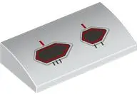 White Slope, Curved 2 x 4 x 2/3 with Bottom Tubes with Dark Silver and Red Hexagonal Static Ports Pa
