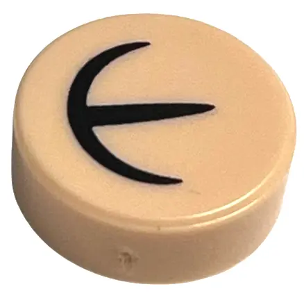 Light Nougat Tile, Round 1 x 1 with Black Curved and Straight Lines Pattern (HP Extendable Ear)