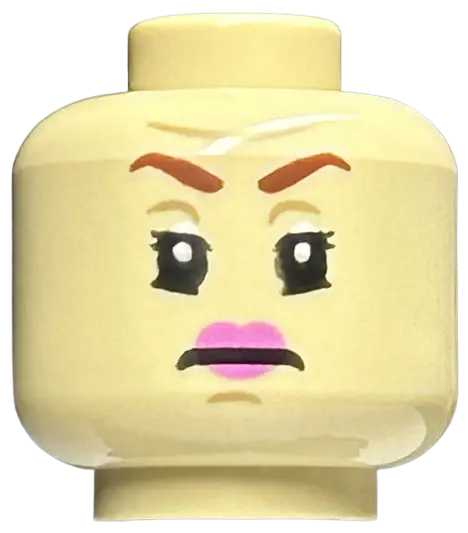 Tan Minifigure, Head Female Reddish Brown Eyebrows, Dark Tan Chin Dimple and Forehead Crease, Dark P