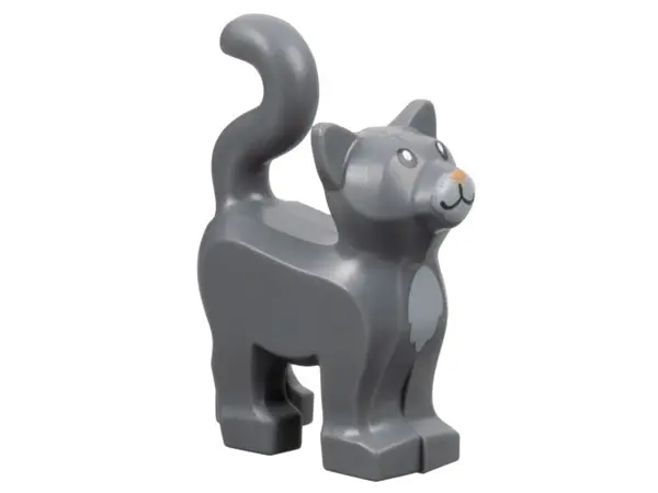 Dark Bluish Gray Cat, Standing with Black Eyes, Nougat Nose, Light Bluish Gray Muzzle and Chest Patt