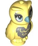 Bright Light Yellow Owl, Friends Style with Metallic Light Blue Beak and Silver on Chest, Back, and 