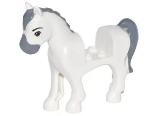 White Horse, Friends Style with 2 x 2 Cutout with Reddish Brown Eyes and Dark Bluish Gray Blaze, Nos