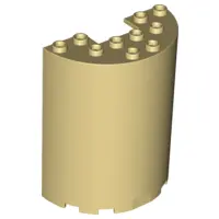 Tan Cylinder Half 3 x 6 x 6 with 1 x 2 Cutout