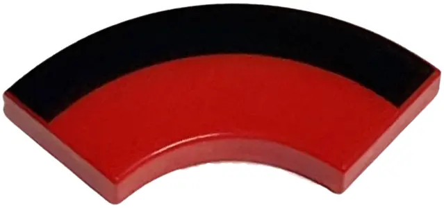 Red Tile, Round Corner 2 x 2 Macaroni with Black Curved Line Pattern