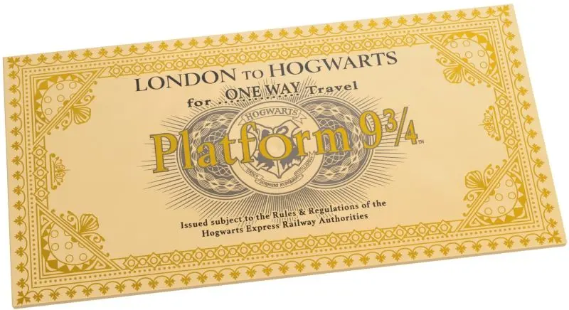 Tan Tile 8 x 16 with Bottom Tubes, Textured Surface with Hogwarts Express Train Ticket Platform 9 3/