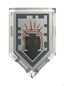 Trans-Clear Tile, Modified 2 x 3 Pentagonal with Nexo Power Shield Pattern - Mindbender