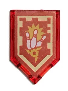 Trans-Red Tile, Modified 2 x 3 Pentagonal with Nexo Power Shield Pattern - Ninja Strike