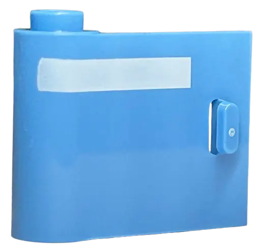Medium Blue Door 1 x 3 x 2 Left - Open Between Top and Bottom Hinge with Horizontal White Stripe Pat