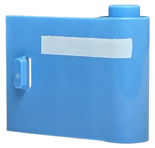 Medium Blue Door 1 x 3 x 2 Right - Open Between Top and Bottom Hinge with Horizontal White Stripe Pa