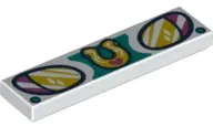 White Tile 1 x 4 with Headlights and Horseshoe Pattern
