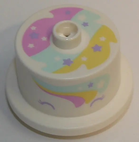 White Duplo Cake with Rainbow Frosting and Stars on Top and Side Pattern