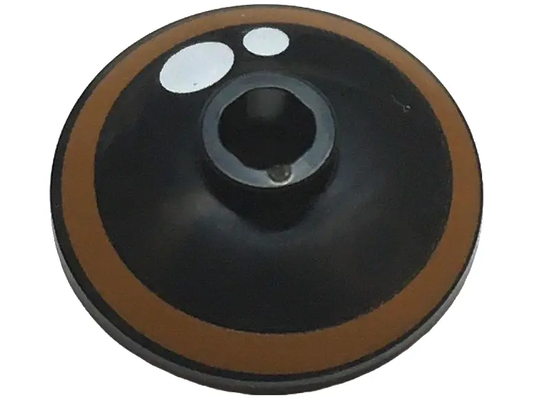 Black Dish 2 x 2 Inverted (Radar) with Eye with Dark Orange Iris and White Glints Pattern (The Lion 