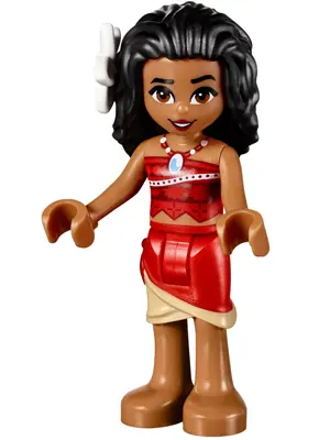 Moana (Medium Nougat) - Mini Doll, Dark Red and Red Strapless Top, Red and Tan Layered Skirt, Black 