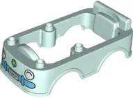 Light Aqua Duplo Car Body Bus Small Bottom Section with 'SUNS3T' License Plate Pattern