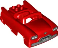 Red Duplo Car Body with Windscreen Frame with Headlights, Bumper and '2COOL' License Plate Pattern