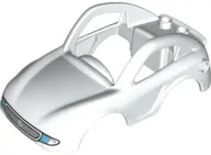 White Duplo Car Body Coupe with Radiator Grille and Headlights Pattern