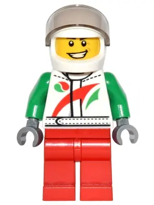 Octan - Jacket with Red and Green Stripe, Red Legs, White Helmet, Trans-Brown Visor, Crooked Smile a