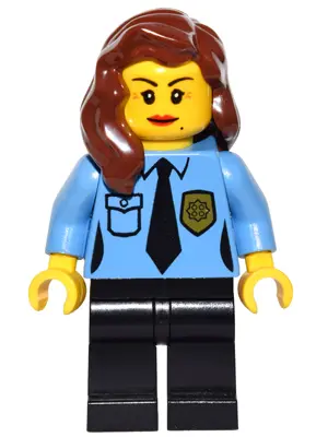 Police - Female Officer, Black Legs, Reddish Brown Hair Mid-Length with Part over Right Shoulder, Cr