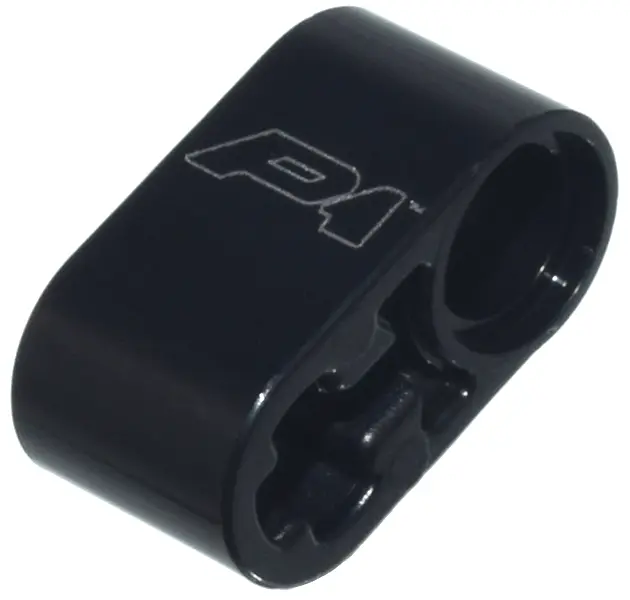 Black Technic, Liftarm Thick 1 x 2 - Axle Hole with Silver 'P1' Pattern