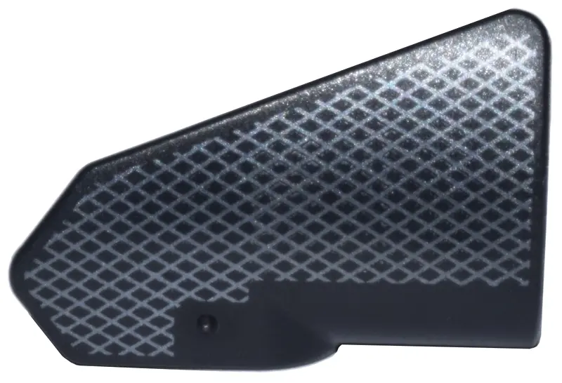 Black Technic, Panel Fairing # 8 Very Small Smooth Short, Side B with Silver Lattice Grid Pattern