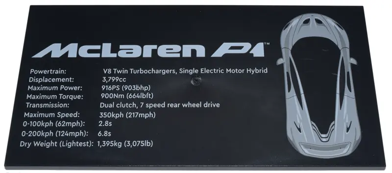 Black Tile 8 x 16 with Bottom Tubes, Textured Surface with McLaren P1 Pattern