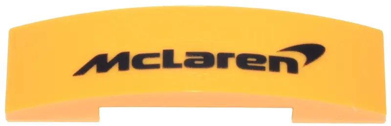 Bright Light Orange Slope, Curved 4 x 1 x 2/3 Double with Black McLaren Logo Pattern