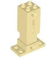 Tan Brick, Modified 2 x 2 x 5 with 2 x 4 Plate Base, Spring Unit, and 2 Technic Holes