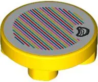 Yellow Tile, Round 2 x 2 Inverted with Super Mario Scanner Code Bananas Pattern (Sticker) - Sets 714