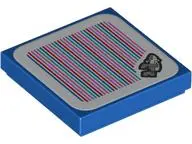 Blue Tile 2 x 2 with Super Mario Scanner Code Snaggles / Shark Pattern (Sticker) - Set 71425