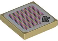 Tan Tile 2 x 2 with Super Mario Scanner Code Mine Kart Pattern (Sticker) - Set 71425