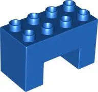 Blue Duplo, Brick 2 x 4 x 2 with 2 x 2 Cutout on Bottom