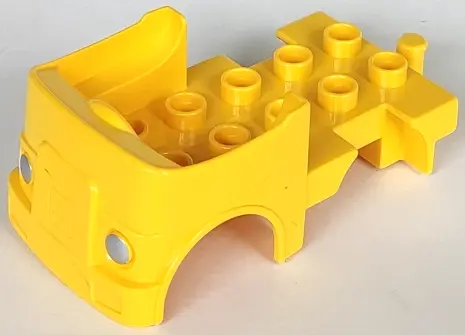 Yellow Duplo Car Body Truck with Lego Logo and Silver Headlights on Front Pattern (Fits over Car Bas