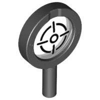 Black Minifigure, Utensil Magnifying Glass Thick Frame and Solid Handle with Trans-Clear Lens with C