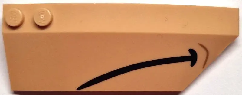 Medium Tan Wedge 8 x 3 x 2 Open Right with Black Thick Curved Stripe and Medium Nougat Thin Curved S