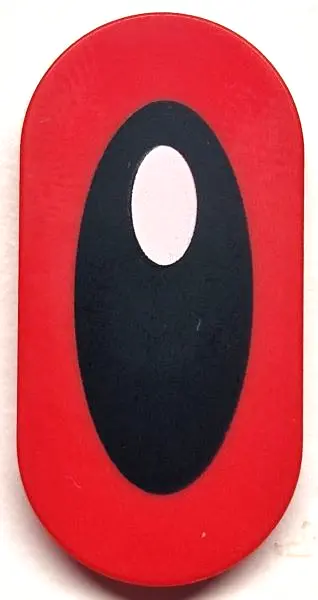 Red Tile, Round 2 x 4 Oval with Small White Oval on Black Oval Pattern (Shadow the Hedgehog Eye)