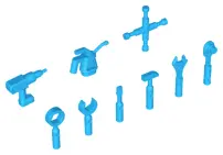 Dark Azure Minifigure, Utensil Tools, 9 in Bag (Multipack)