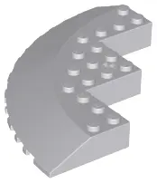 Light Bluish Gray Brick, Round Corner 10 x 10 with Slope 33 Edge, Axle Hole, Facet Cutout