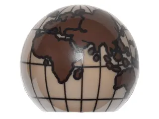Dark Tan Cylinder Hemisphere 2 x 2 with Cutout with Europe, Africa, Asia, Australia Dark Brown Globe