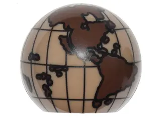 Dark Tan Cylinder Hemisphere 2 x 2 with Cutout with the Americas and South Pacific Dark Brown Globe 