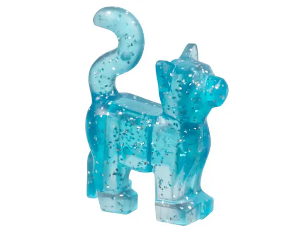 Glitter Trans-Light Blue Cat, Standing