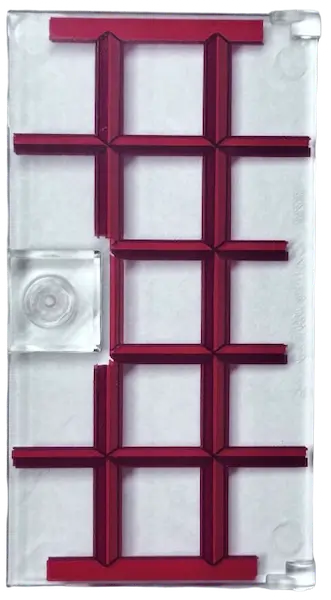 Trans-Clear Door 1 x 4 x 6 with Stud Handle with Red and Dark Red Window Frame Pattern