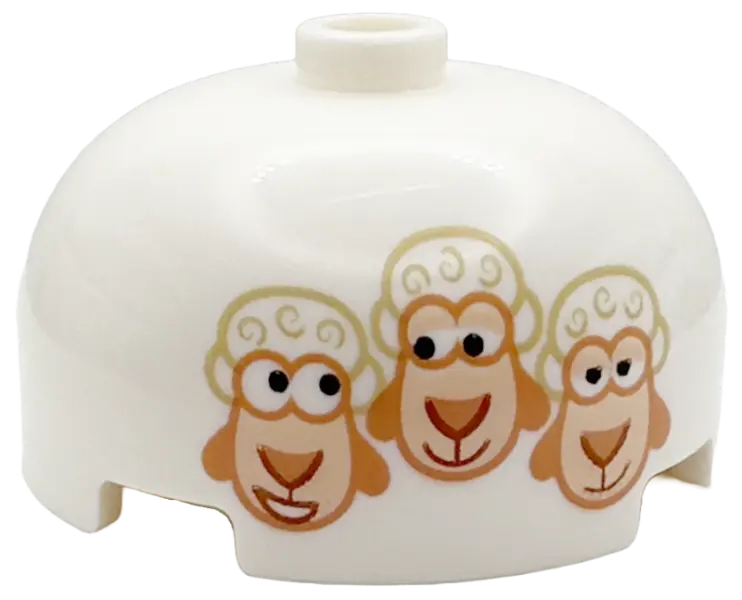 Brick, Round 3 x 3 x 1 1/3 Dome Top - Open Stud with 3 Sheep Pattern (Toy Story Billy, Goat, and Gru
